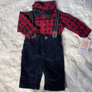 Gingham Baby Suspender Set
